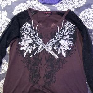 Y2k long sleeve embroidered top